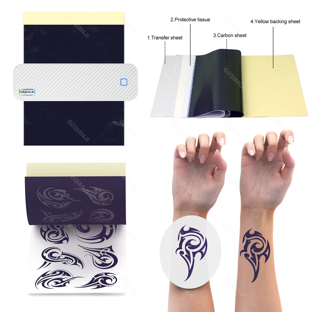 A4 Bluetooth Thermal Printer Drawing Stencil Transfer Machines Multi-Function Label Maker Printing Copier Tattoo Paper 2 in 1