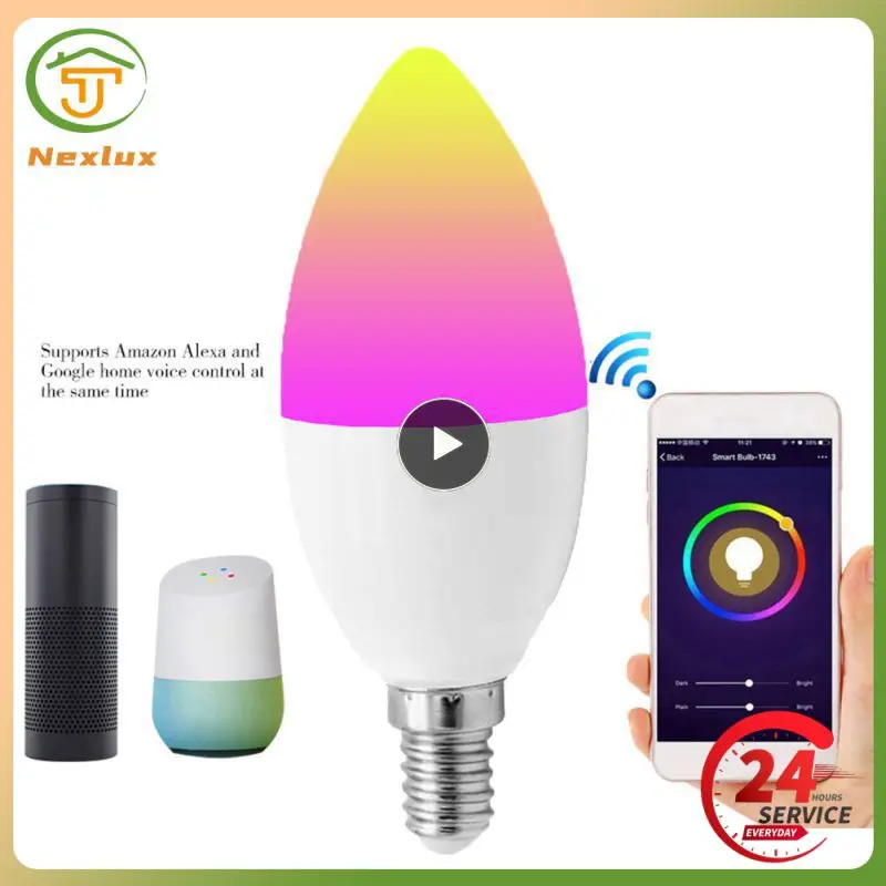 

Умная лампа-свеча Tuya E14 E12, лампа-подсвечник с дистанционным управлением, совместима с Alexa Home, RGBCW, 5 Вт