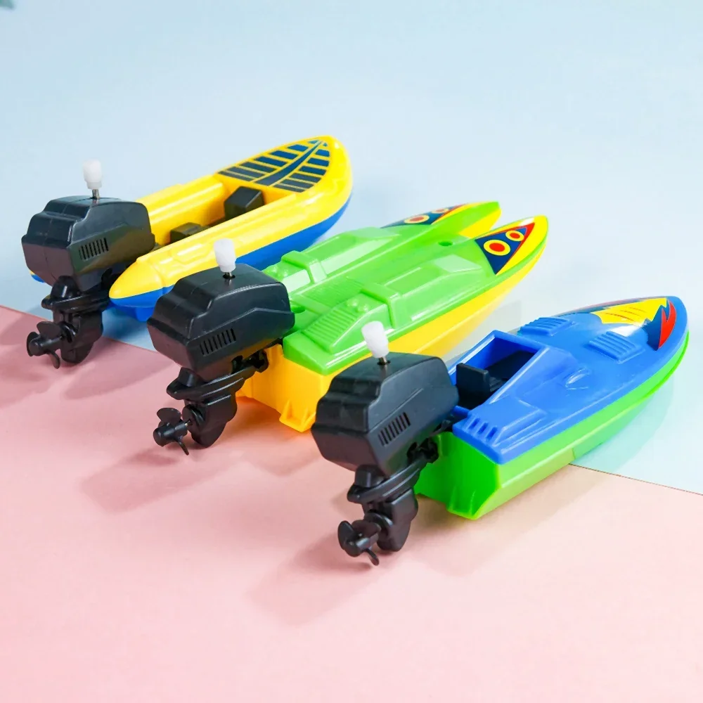 1PCS Speed Boat Clockwork Toys Ship Wind Up Toy Float In Water Kids Toys Classic Bathtub Shower Bath Toy for Children Boys Toys 5