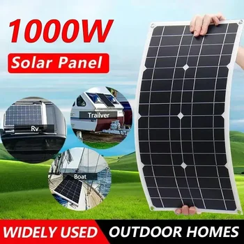 Pannello solare in silicio monocristallino da 1000 W/m2 18 V Caricatore solare flessibile doppio USB DC con controller per carica batteria per auto RV
