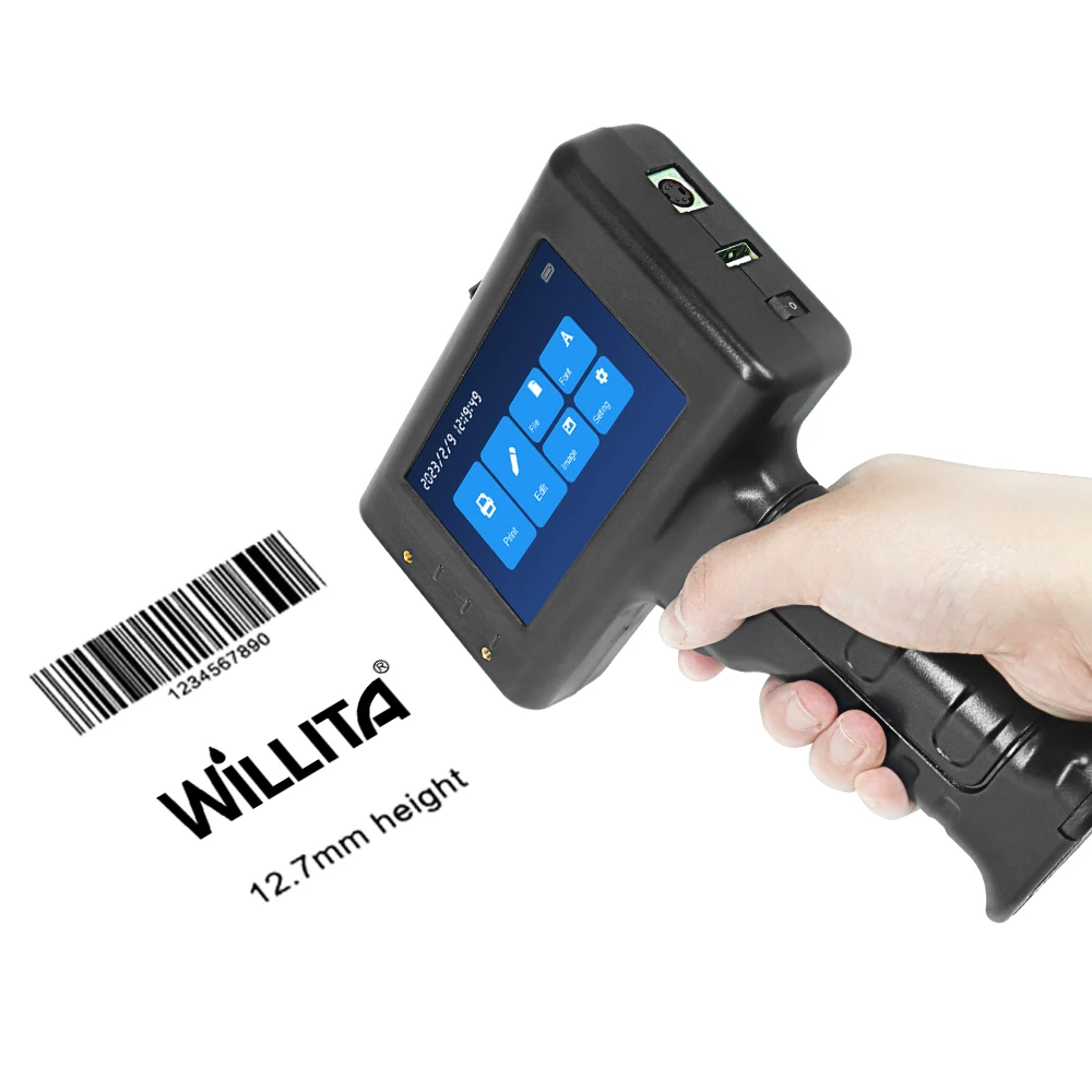 

Willita 12,7 мм портативный ручной струйный принтер для номера партии штрих-кода QR-кода логотипа текстиля ручной принтер машина для кодирования этикеток