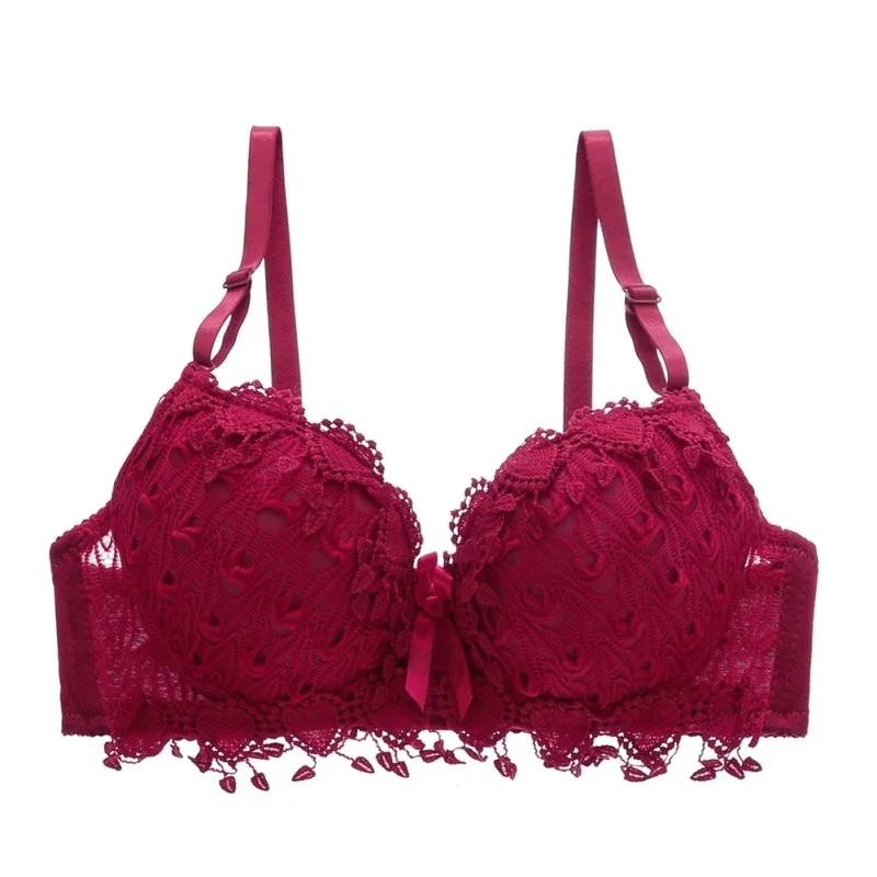 Women's Sexy Lace Gather Bra Plus Size Lace Bralette Breathable with Padded Underwire Unlined Bra Underwear 2
