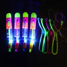  Flying Rotating Rocket Helicopter Toy Lastic Flash Lastic UFO LED Light Toy Fun Berserk Elastic Helicopter Spin Toy 