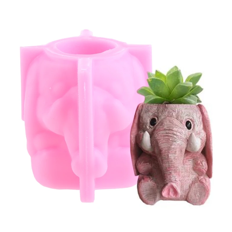 3D Elephant Flowerpot Pen Holder UV Crystal Epoxy Mold Cement Plaster Clay Resin Silicone Mould DIY Crafts Succulent Plant Pot diy clay mold owl shaped planter mold succulent plant pot silicone mold pen storage holder epoxy casting mold diy craft