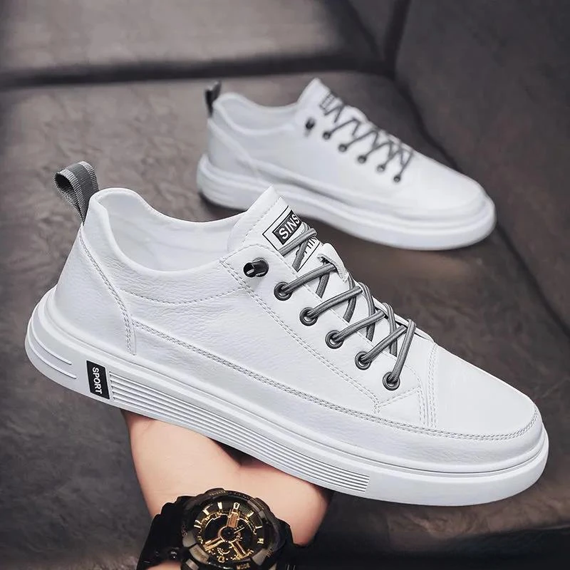 2024 New Men's Shoes Fashion Leather Men Casual Shoes Breathable Flat Shoes for Men Solid Sneakers Male Hot Zapatillas De Hombre 4