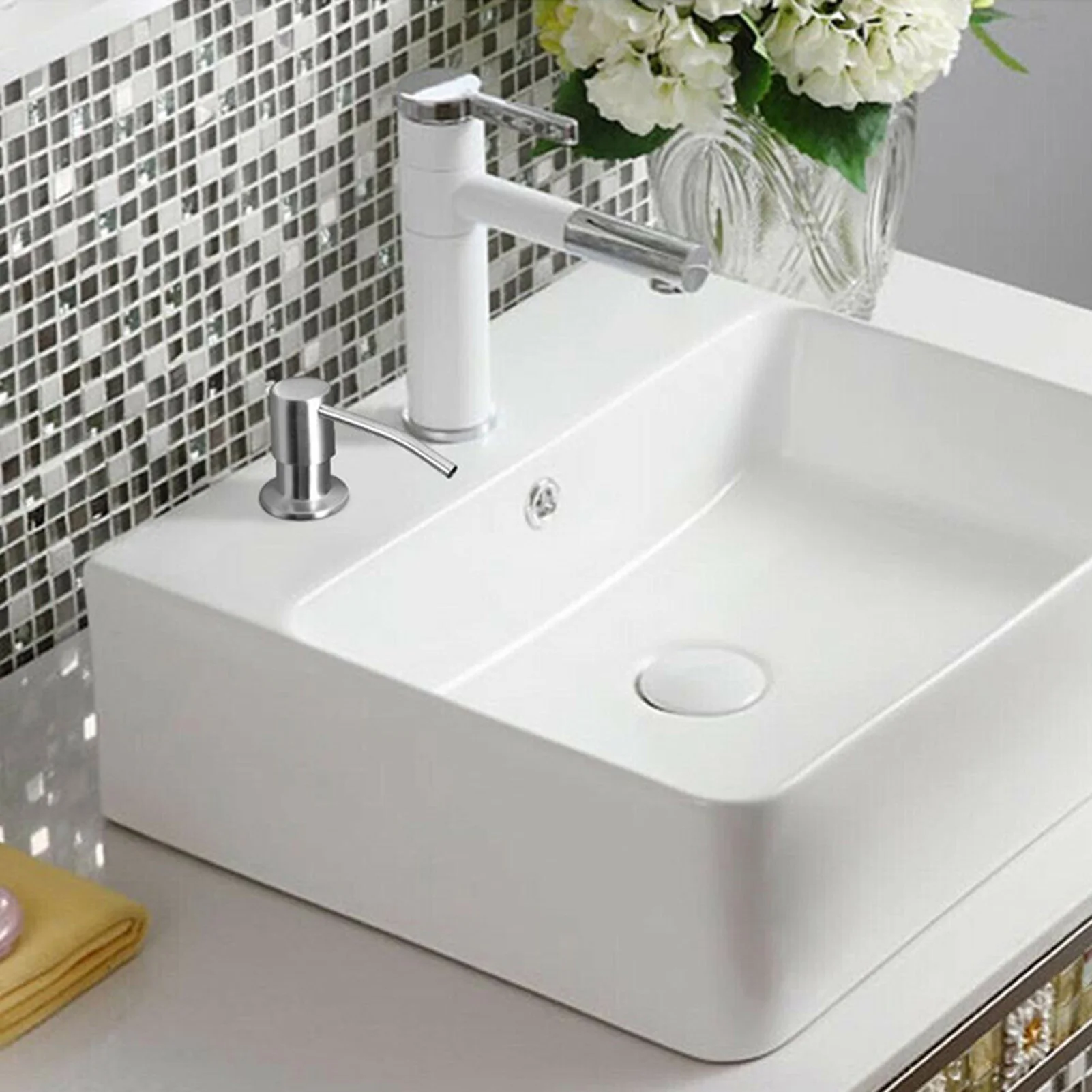 Built in Sink Soap Dispenser Lotion Dispenser Brushed Nickel Stainless Steel Countertop Pump Head