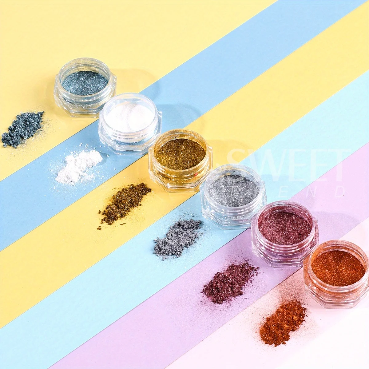 6pcs Gold Silver Metallic Nail Mirror Powder Y2K Metal Blue Glitter Jewelry Summer Aurora Chrome Dust Decoration Manicure Flash