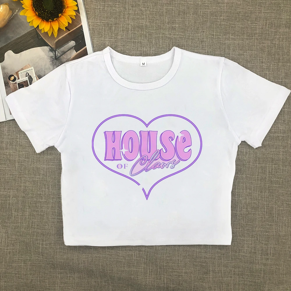 Short-sleeved T-shirt women's summer new fashion sweet spice print design sense short slim-fit top