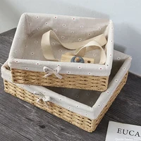 Woven Storage Baskets Organizers Kitchen Sundries Storage Baskets Cosmetics Snack Storage Box Desktop Organizer Container 1