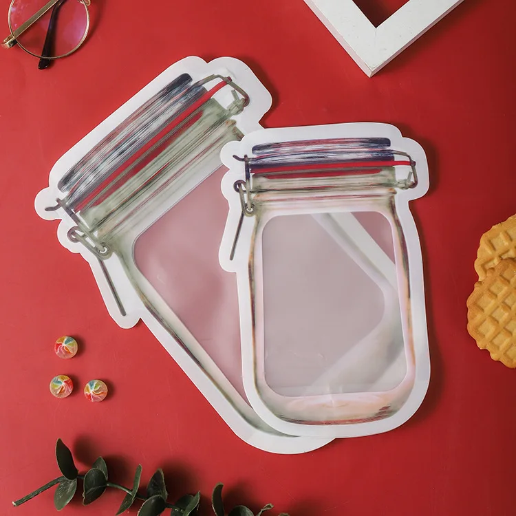 Reusable Mason Bottle Ziplock Bags  Reusable Food Ziplock Bag - 5/10pc Jar  Reusable - Aliexpress