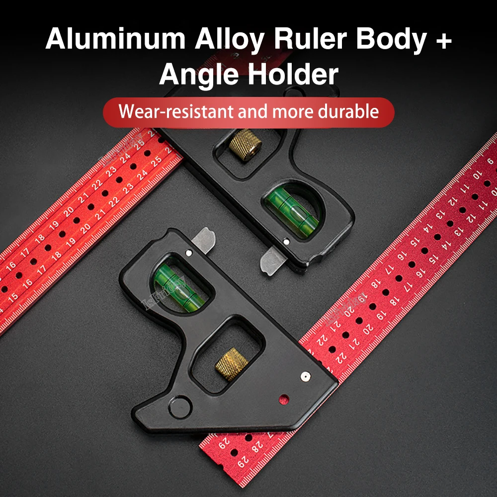 Angle Scribing Ruler High-precision Woodworking Aluminum Alloy Multifunction Marking Gauge 30/40cm Long Movable Scribe Ruler