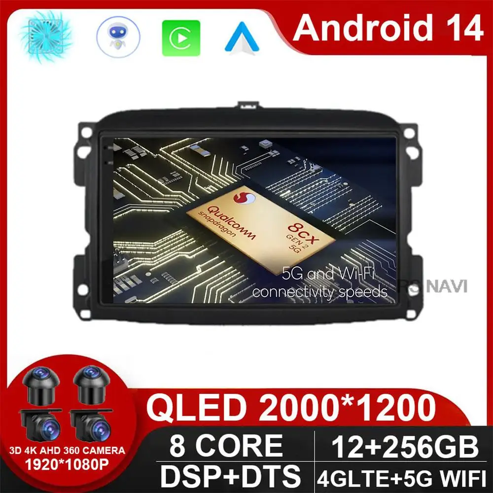 Autoradio Per Fiat 500L Egea Doblo 2012 - 2017 Multimedia Stereo Autoradio Android 14 Dsp Carplay Video Audio Navigation Qled