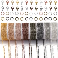 Chaîne à maillons en alliage de 3 mètres, avec anneaux de saut, fermoirs à homard, chaînes de collier pour bricolage, fabrication de bijoux, accessoires de colliers 1