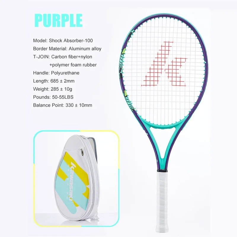 Kawasaki Tennis Racquet Shock Absorber-100 Carbon Fiber Oval Frame Mid-level Training Tennis Racket with Bag