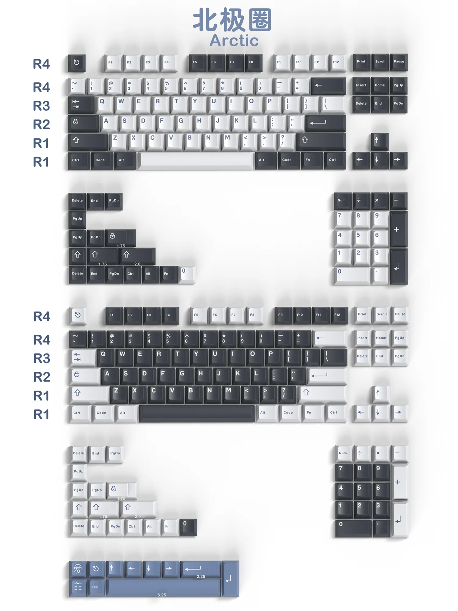 Teclas Conjunto Aifei Ícone Gmk Ártico Keycaps Abs Duplo Tiro Tampas de Chave Perfil Cereja Keycap para 61 64 68 84 87 96 980 104 253 - Imagem 3