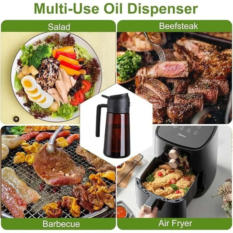 Glass Oil Dispenser Oil Spray Bottle Large Capacity Brown Glass UV-proof Refillable Kitchen Cooking Tools Food-Grade Mister