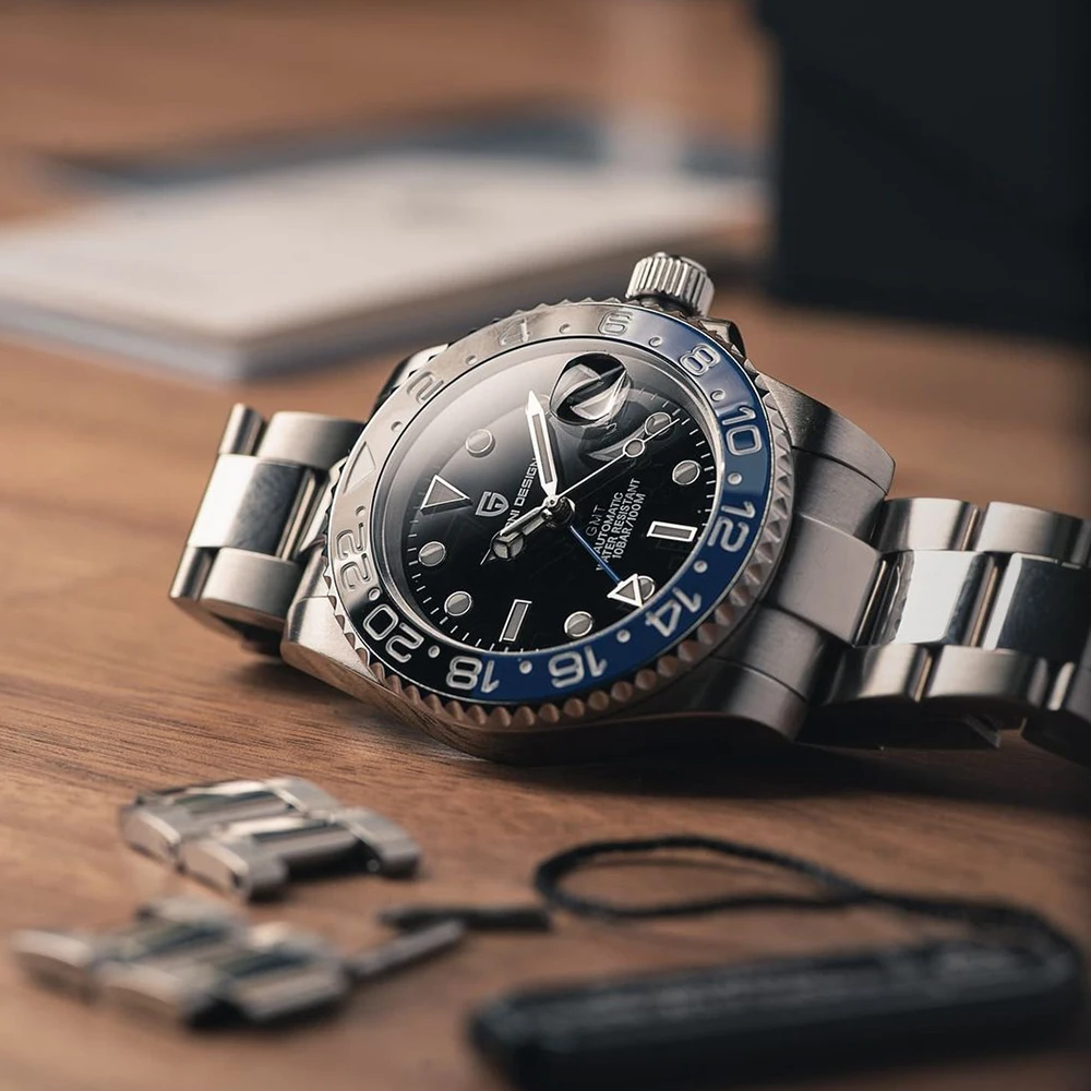 Mechanical Watch PAGANI DESIGN 40MM GMT Luxury Men Automatic Watch Stainless Steel Waterproof