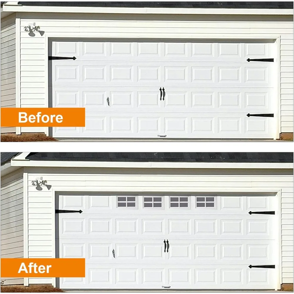 garage door windows kit, 4 pack replacement vinyl window inserts with uv resistant resin glass for garage doors (cross design)
