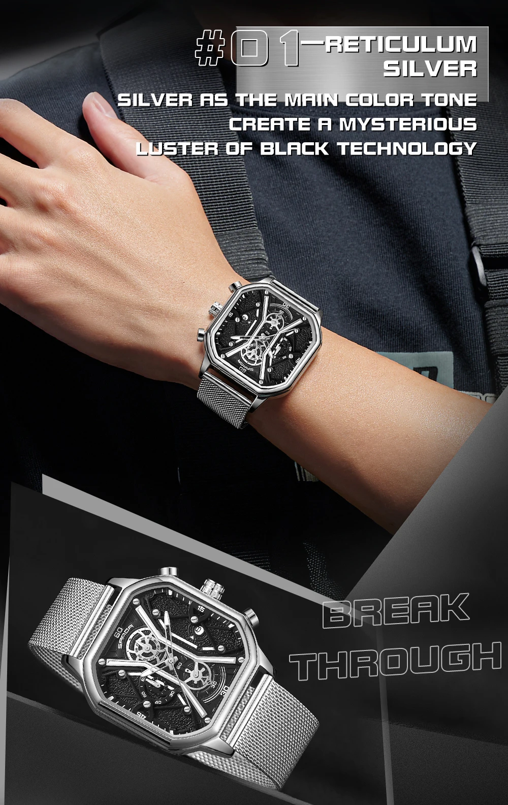 SANDA Luxury Watch Business Waterproof Male Clock Luminous Date Stainless Steel Square Quartz Men Wristwatches Reloj Hombre 7057