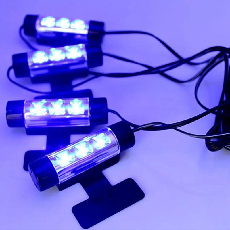 Luces LED de decoración Interior para coche, accesorio de luz azul brillante con cuatro luces de Ambiente, de lámparas decorativas| Lámpara decorativa| - AliExpress