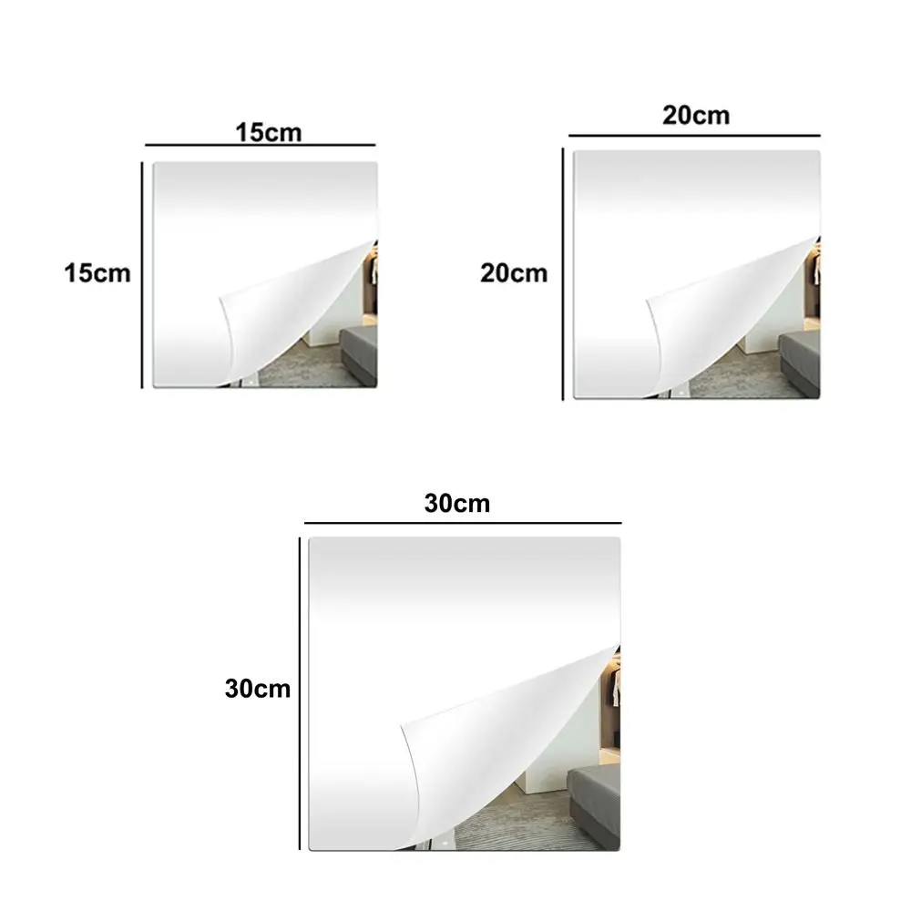 1pc Self Adhesive Acrylic Mirror Sheet 1.6mm Thick Simple Non Glass Mirror Stickers DIY Craft Shatterproof