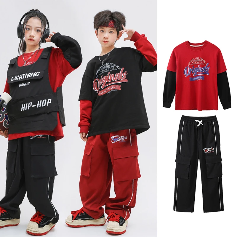 

Kids Jazz Dancing Clothes Boys Girls Street Dance Performance Outfit Vest Tops Pants Fashion Kpop Hip Hop Dance Costume DL11676