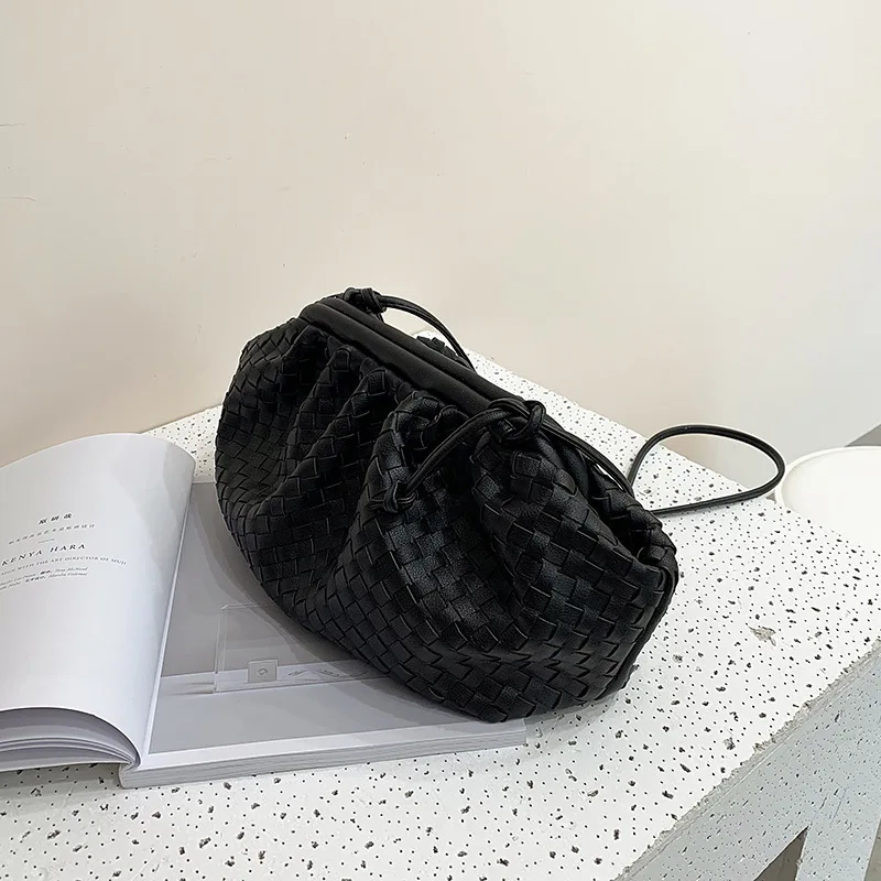Bolso de nube tejido de piel sintética, suave, de moda, tipo bandolera, para mujer_voghion.com