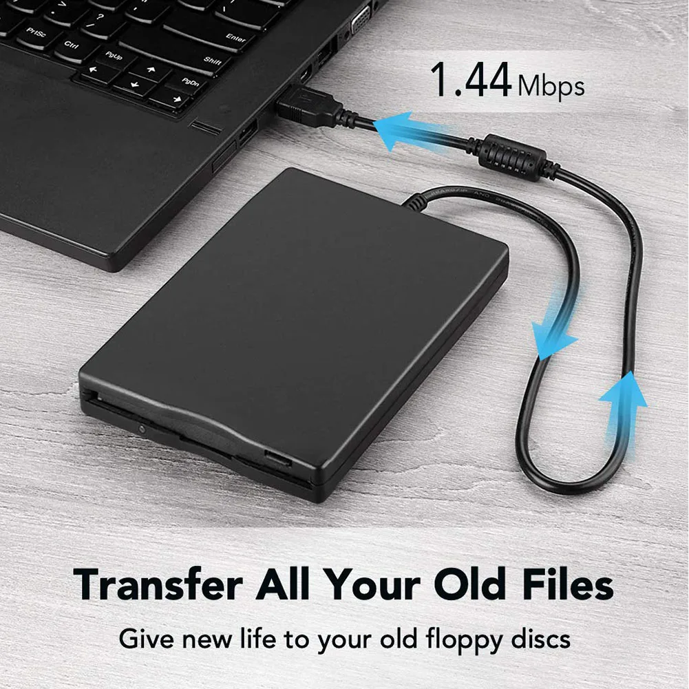 USB Floppy Disk Reader Drive 3.5” External Portable 1.44 MB FDD Diskette Drive for Windows 7 8 2000 XP Vista PC Laptop Desktop