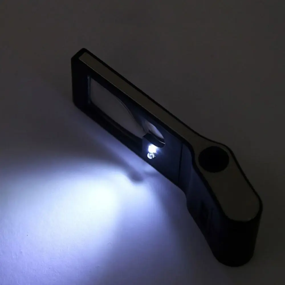 Handheld 3X Magnifying Glass Durable Black Lighted Magnifying Glass UV Light Lightweight Luminous Magnifier Optical Instruments