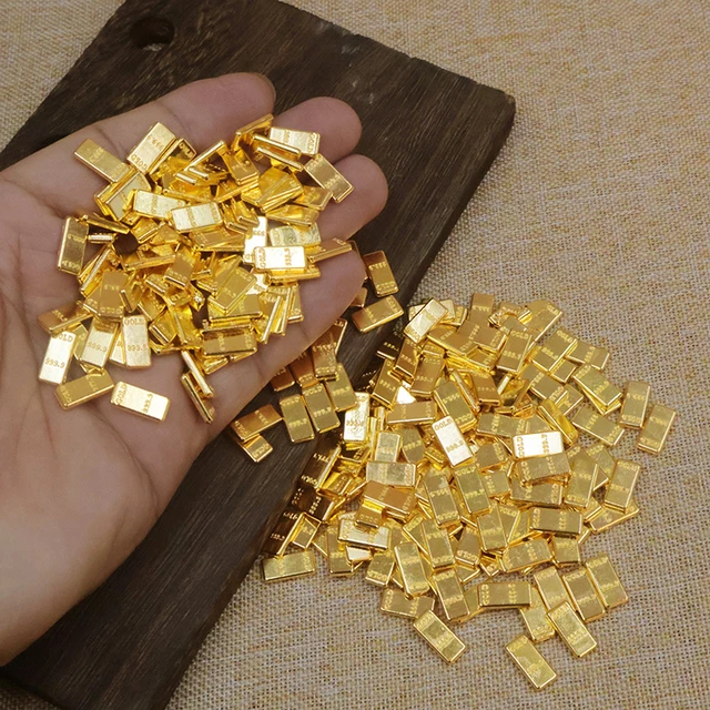 50PCS Tiny Fake Gold Bars For Miniatures - Dollhouse, Fairy Garden & Feng Shui Decor