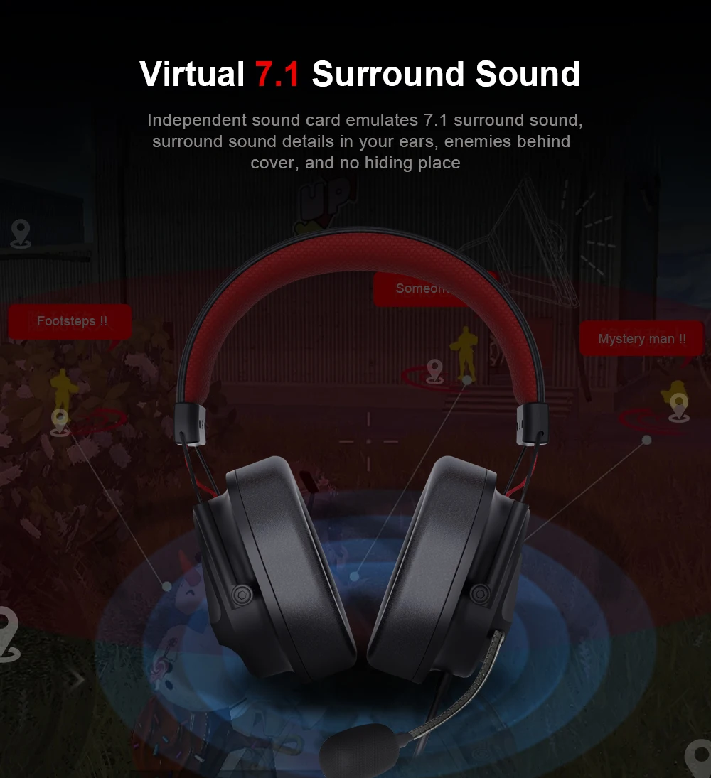 Chiron h380 7.1 surround sound rgb gaming headset with microphone