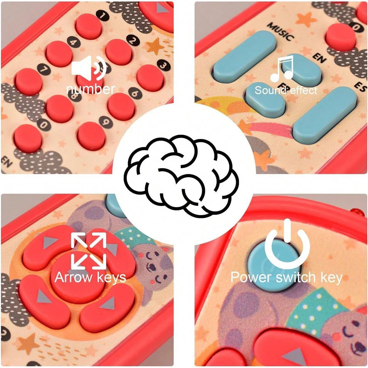 Children's simulation remote control for early education and puzzle, English, French, Spanish, music, battery, self provided 5