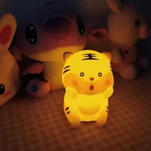 

Cute Tiger Toy Lamp Room Decoration Silicone Pat Light Led Night Lighting Usb Charging Led Animal Lamps Creative Gift for Kids