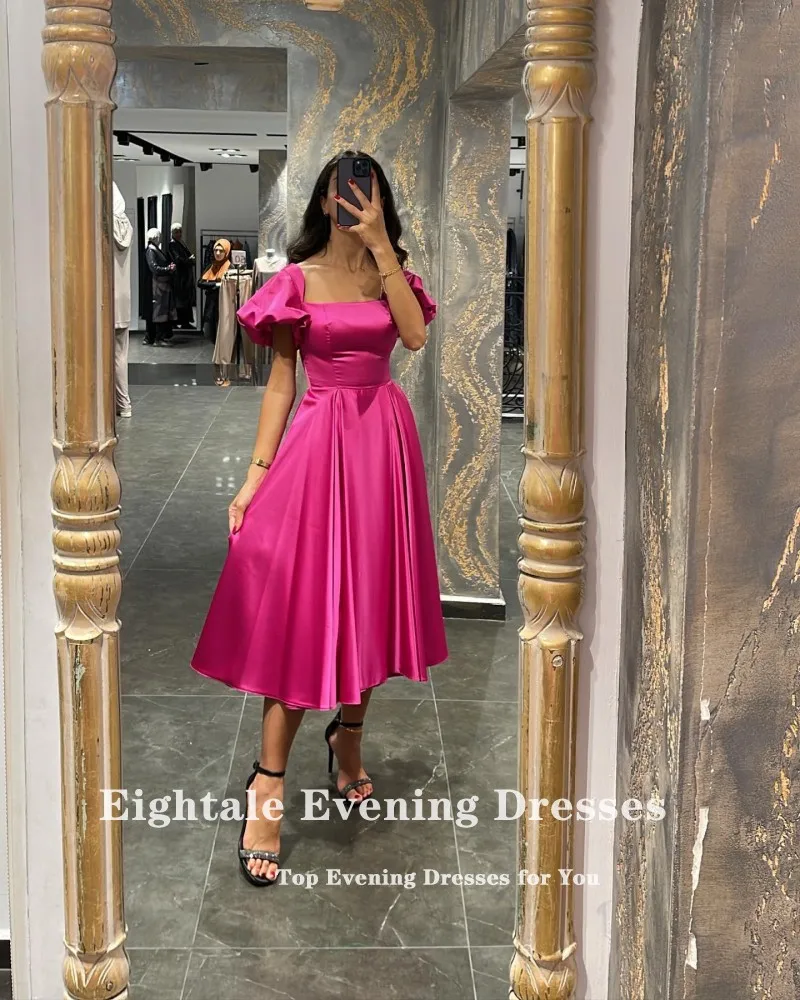 Eightale Short Prom Dresses Customized Short Puffy Sleeves Mid - Technical View