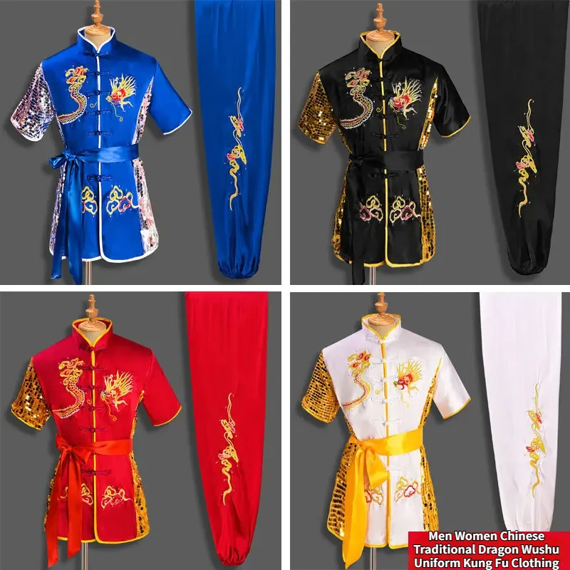

Chinese Traditional Dragon Wushu Uniform Kung Fu Clothing Set for Men Women Martial Arts Uniform Tai Chi Clothing