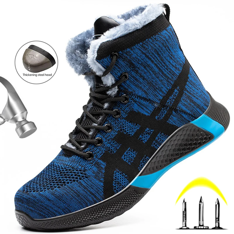 Safety Shoes Men Shoes Safety Work Boots Men Winter Boots Indestructible Work Shoes Men Steel Toe Safety Shoes Puncture Proof Sneakers Warm