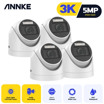 ANNKE 4Pcs 5MP CCTV Cameras IP67 Waterproof Video Surveillance Outdoor Dome Camera IR Cut Filter Camera Kit 1