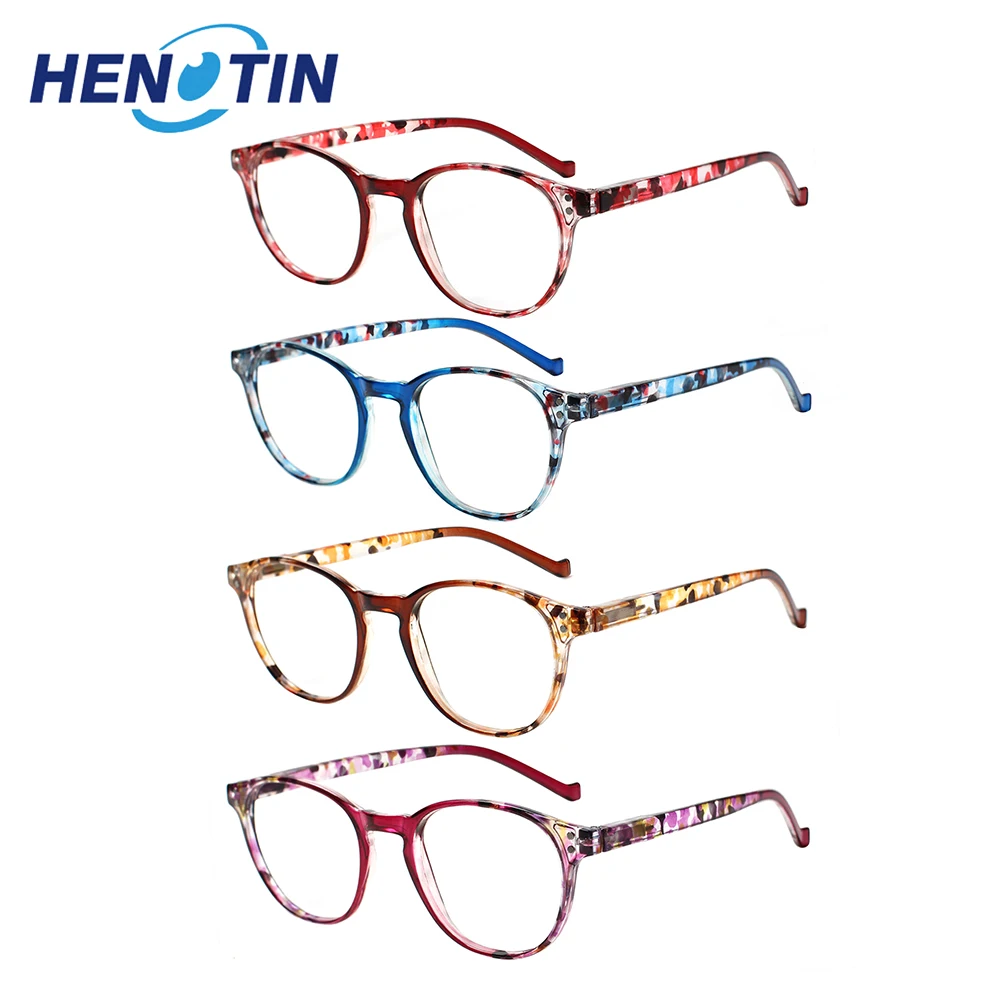 

Henotin Fashion Reading Glasses Print Oval Frame Spring Hinge Men and Women HD Eyeglasses+1.0+2.0+3.0+4.0+5.0+6.0