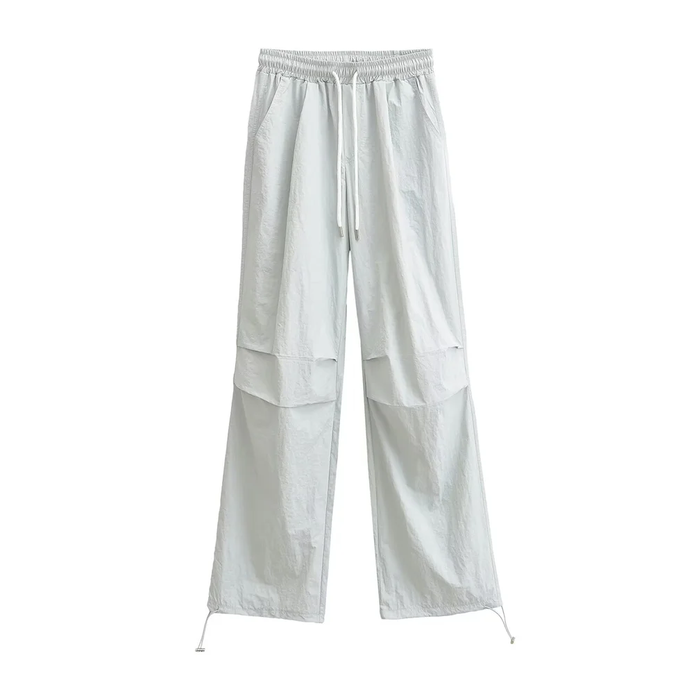 2025 new women's clothing casual elegant design sense European and American style dopamine thin workwear pants wide leg pants