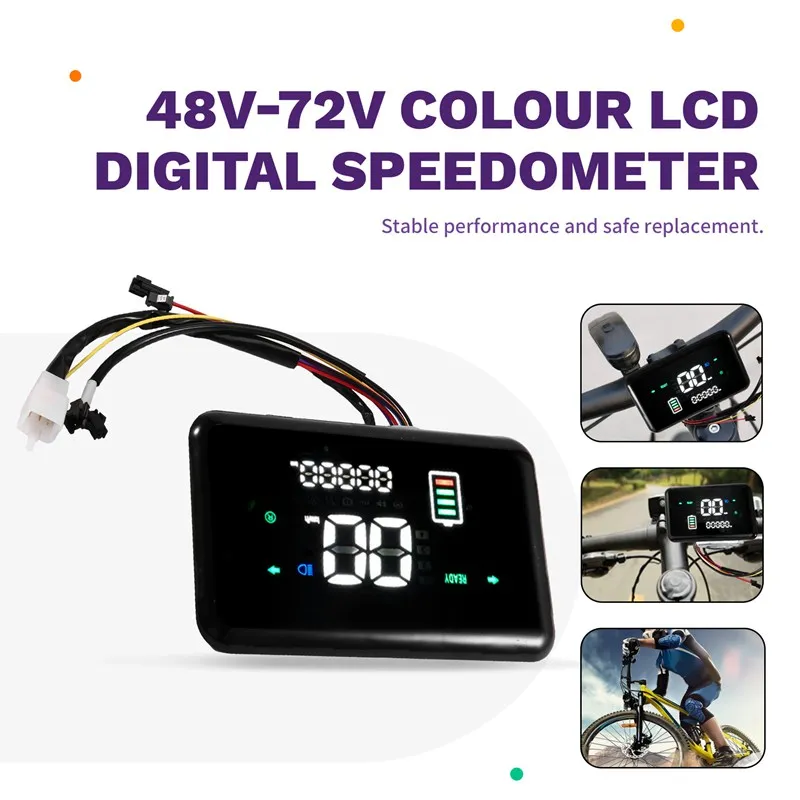 전기 스쿠터 자전거용 48V-72V 컬러 LCD 디지털 속도계 E-Bike-A86Z