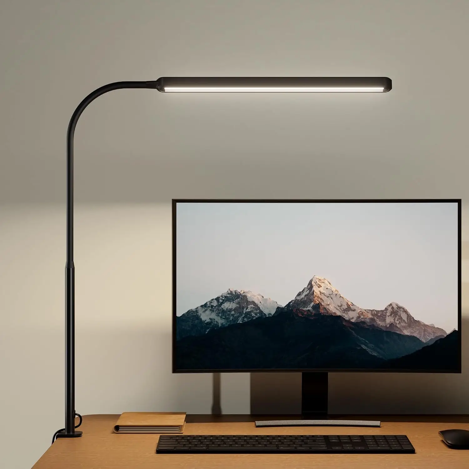 Sleek LED Desk Lamp with Adjustable Gooseneck and Eye-Caring Dimming Options