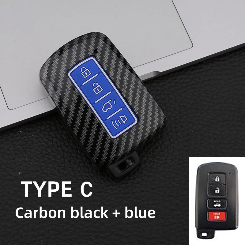 ABS Carbon Car key case For Toyota Prius CHR Aygo Corolla Yaris RAV4 Camry Land Cruiser Highlander Prado Auris Avalon Accessorie