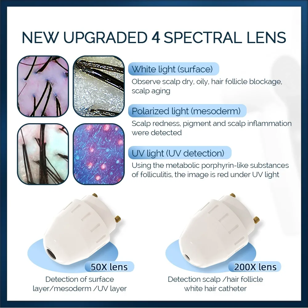 15 Inch HD Display 50/200X Professional Hair Follicle Detector Scalp Diagnostic Machine Skin Analyzer Oil Moisture Skin Tester