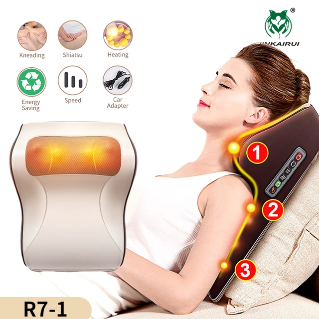 Shiatsu Massage Pillow Kneading Neck and Back Massager with Heat and PU  Leather Cover Relief Pain for Back Shoulder Waist Leg - AliExpress