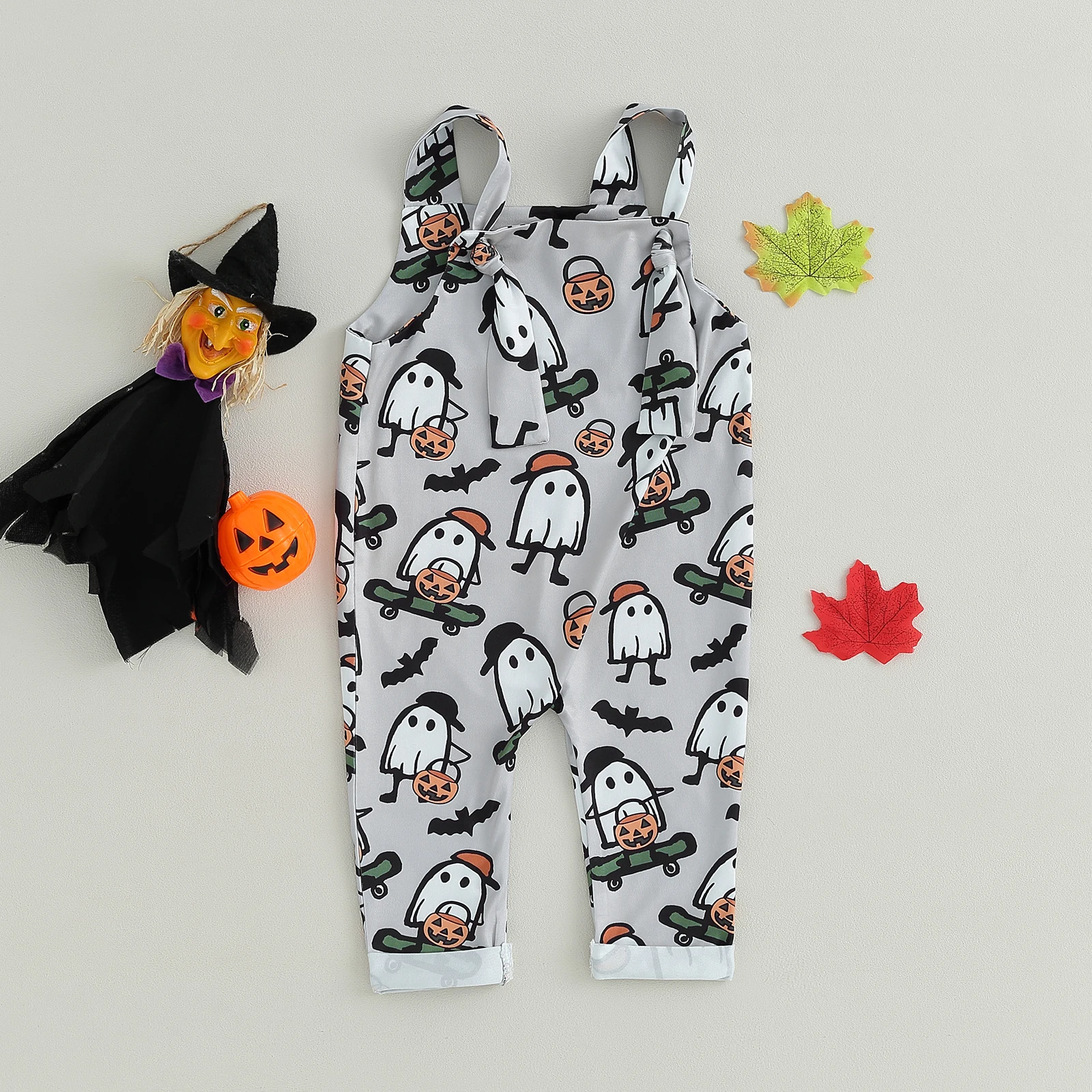 Baby Halloween Jumpsuit Overalls Sleeveless Cartoon Print Romper Newborn Fall Clothes 0-24 Months Hot Sale