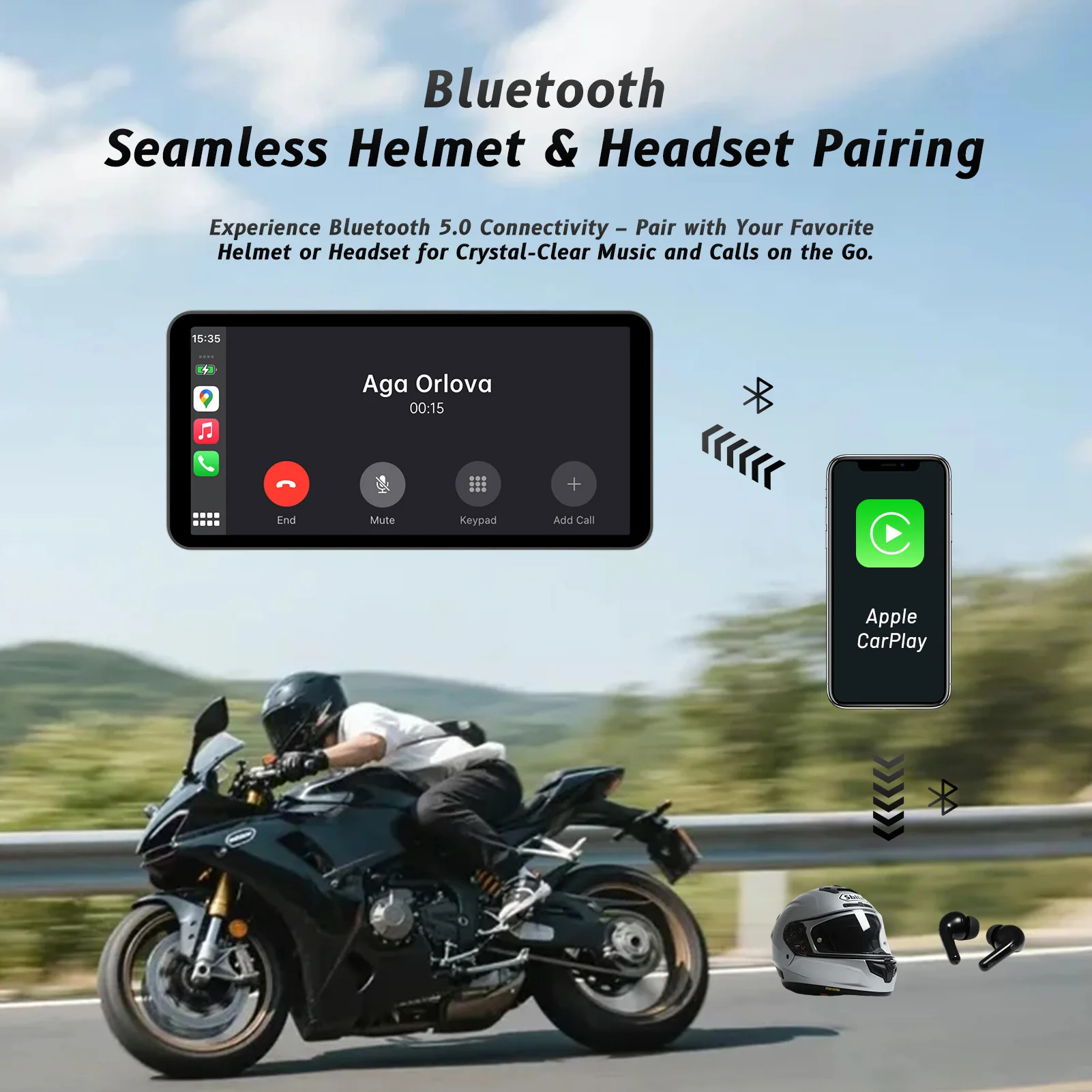 6-Inch Motorcycle Smart Display – Wireless CarPlay & Android Auto thumbnail 3