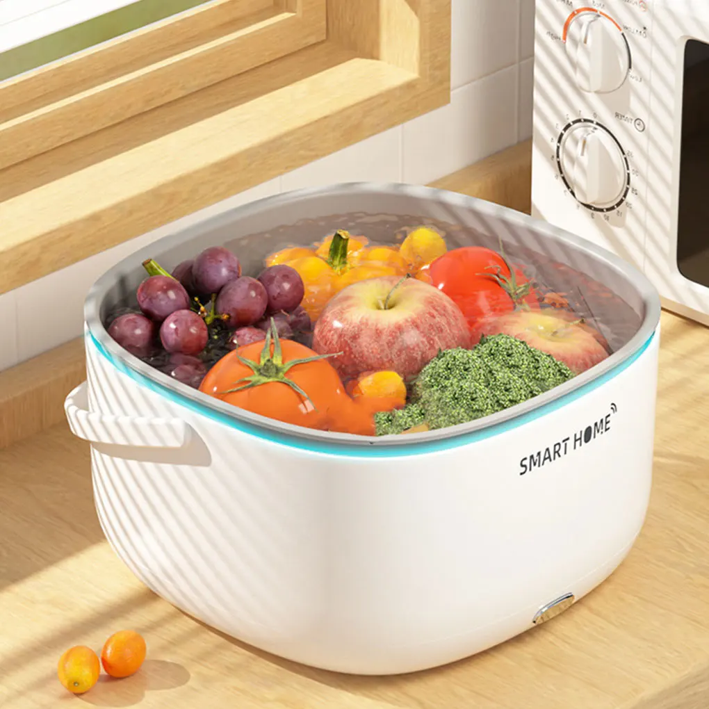 Ultrasonic Fruit Vegetable Washing Machine Household Wireless Vegetable Purifier Kitchen Fruit Dirt Cleaning Purifier Basket
