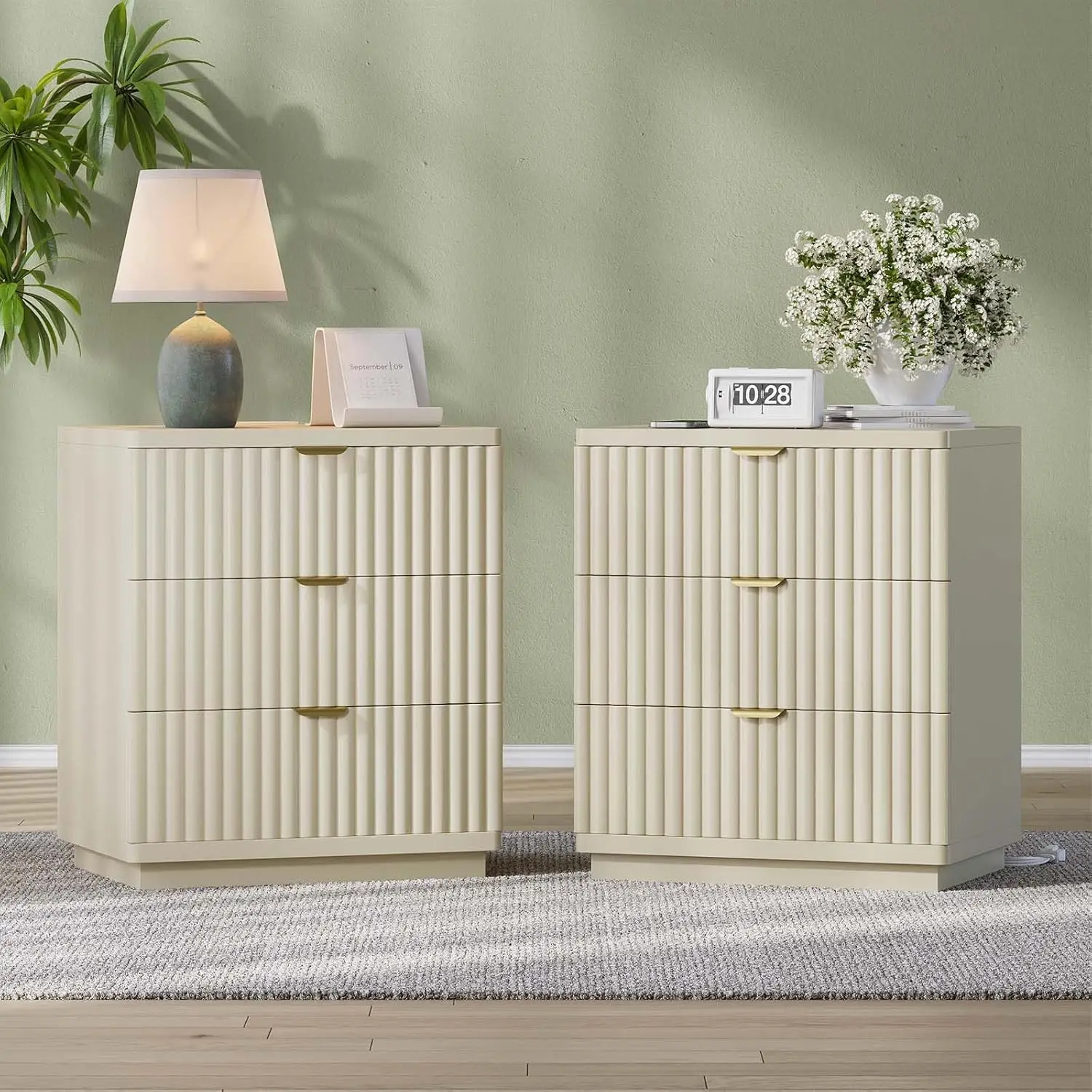 Fluted Nightstand Charging Set 1