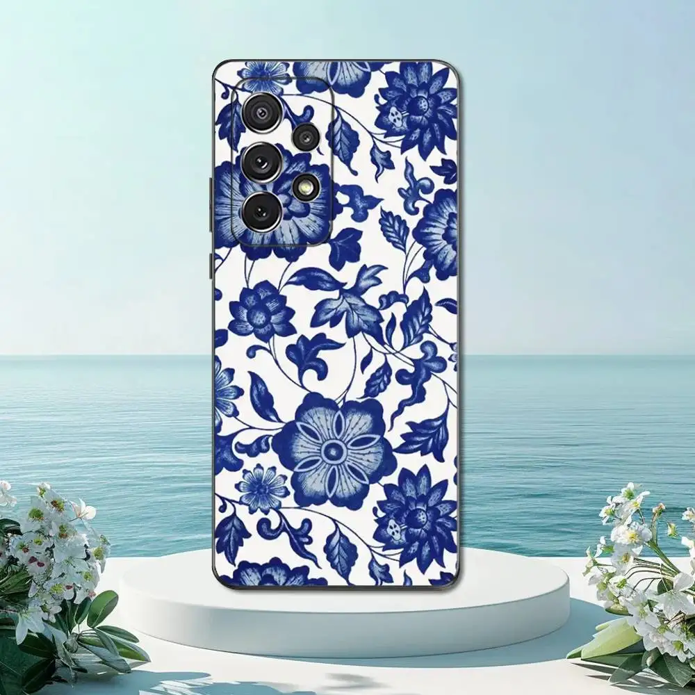Elegant Blue and White Porcelain Art Phone Case | Soft Silicone Black Cover