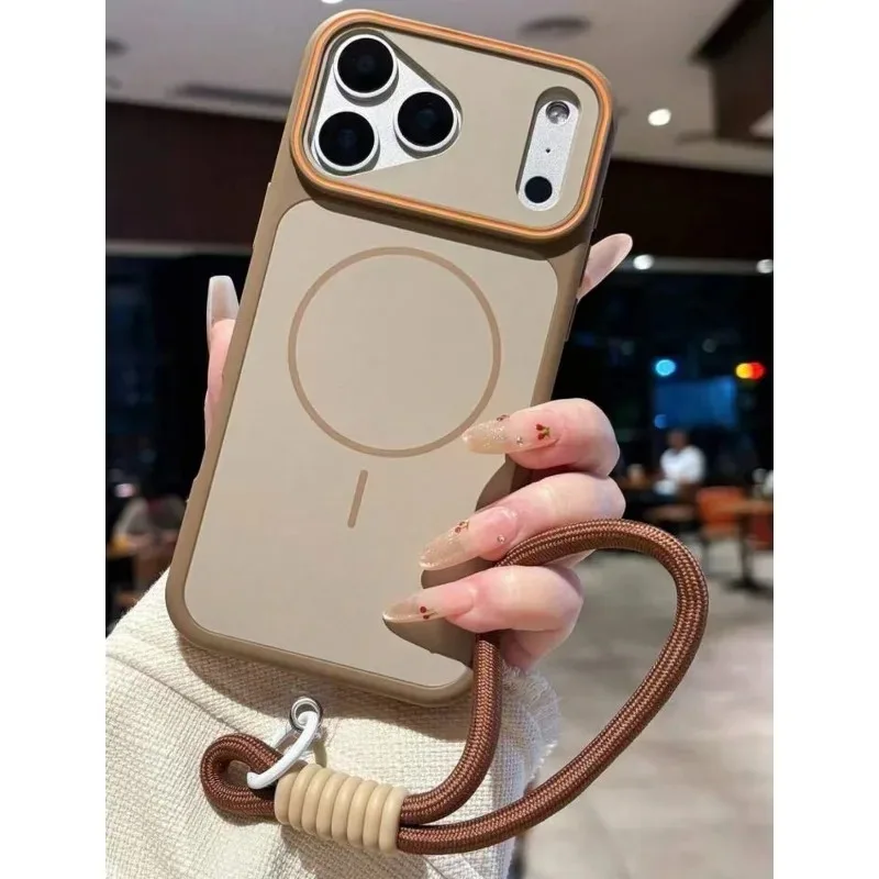 Magnetic Skin Feel Fashionable Protective Phone Wrist Strap Case